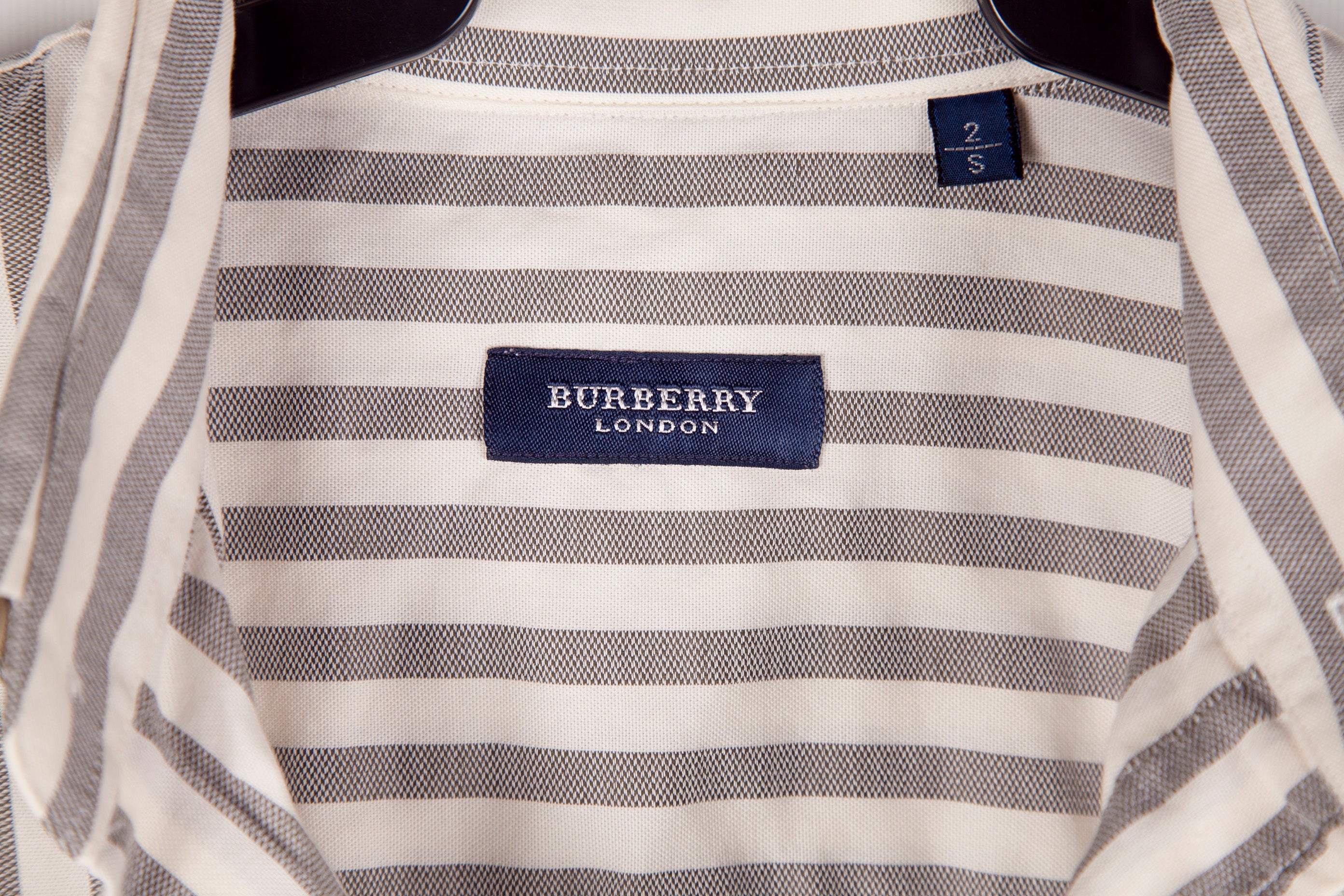 Camisa Burberry London Rayas Beige y Grises