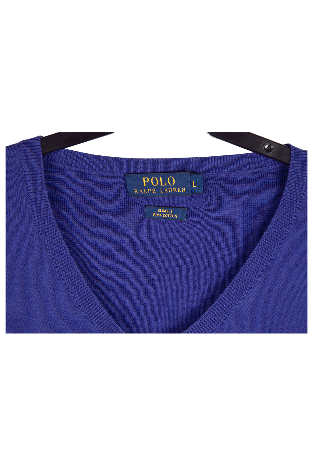 Jersey Polo Ralph Lauren Azul en Algodón Pima con cuello en pico