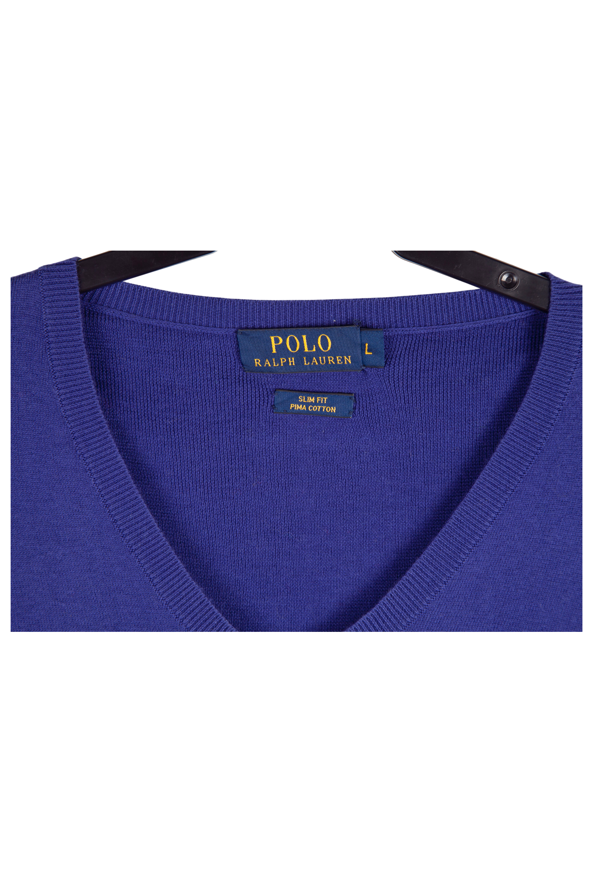 Jersey Polo Ralph Lauren Azul en Algodón Pima con cuello en pico