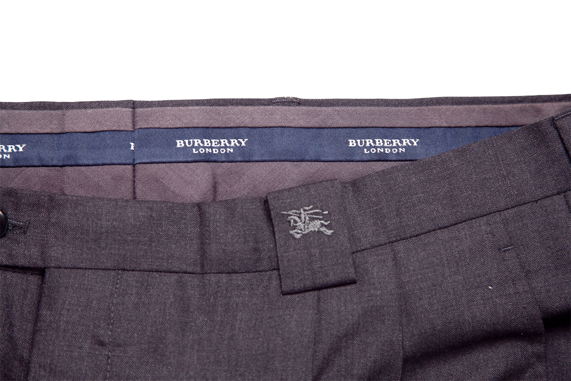 Pantalón de Traje Burberry London Gris Oscuro