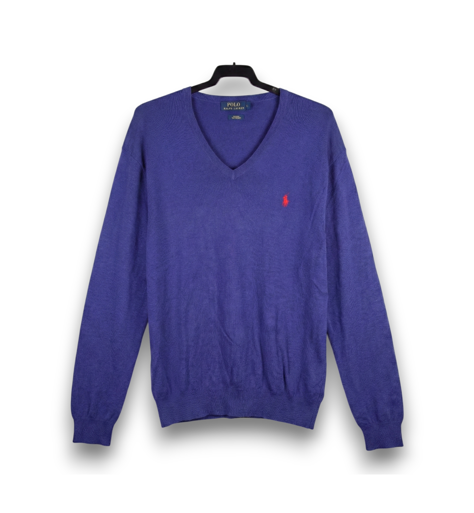 Jersey Polo Ralph Lauren Azul en Algodón Pima con cuello en pico