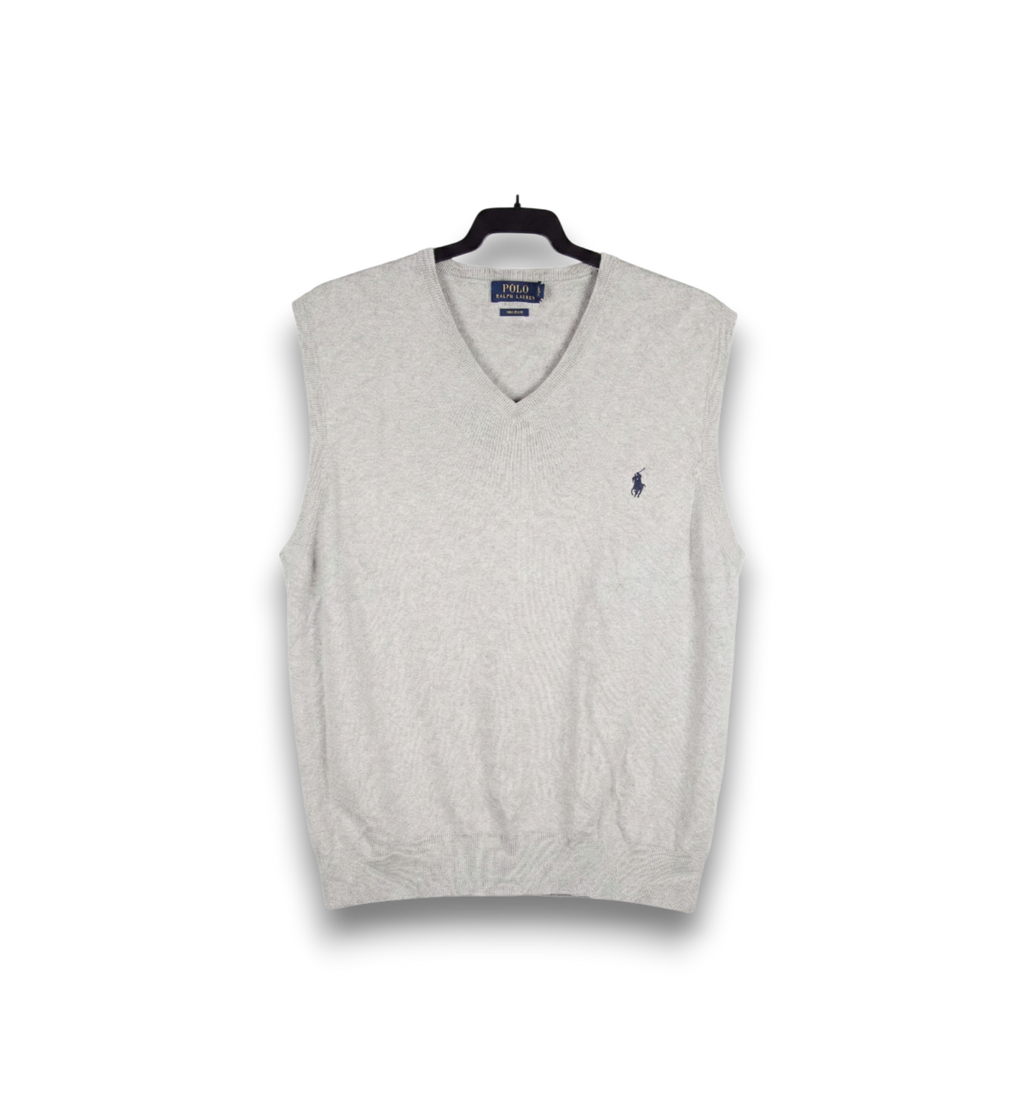 Chaleco Polo Ralph Lauren Gris Melange Punto Fino