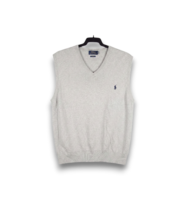 Chaleco Polo Ralph Lauren Gris Melange Punto Fino