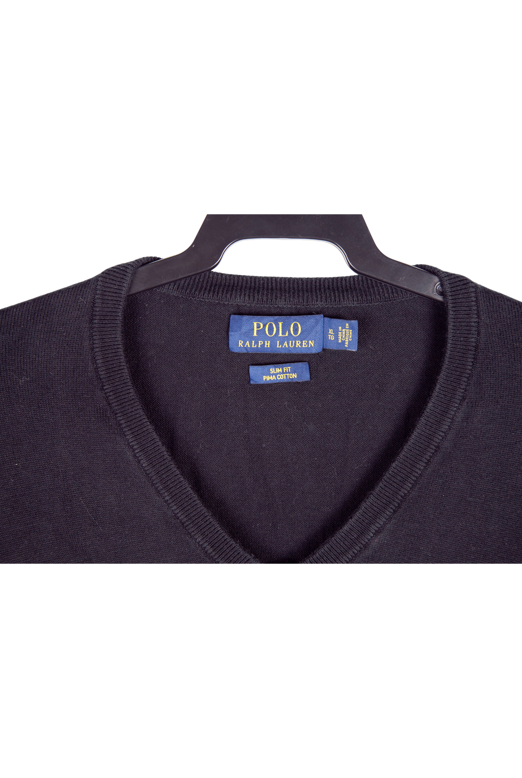 Jersey Polo Ralph Laure Negro en Algodón Pima con cuello en pico