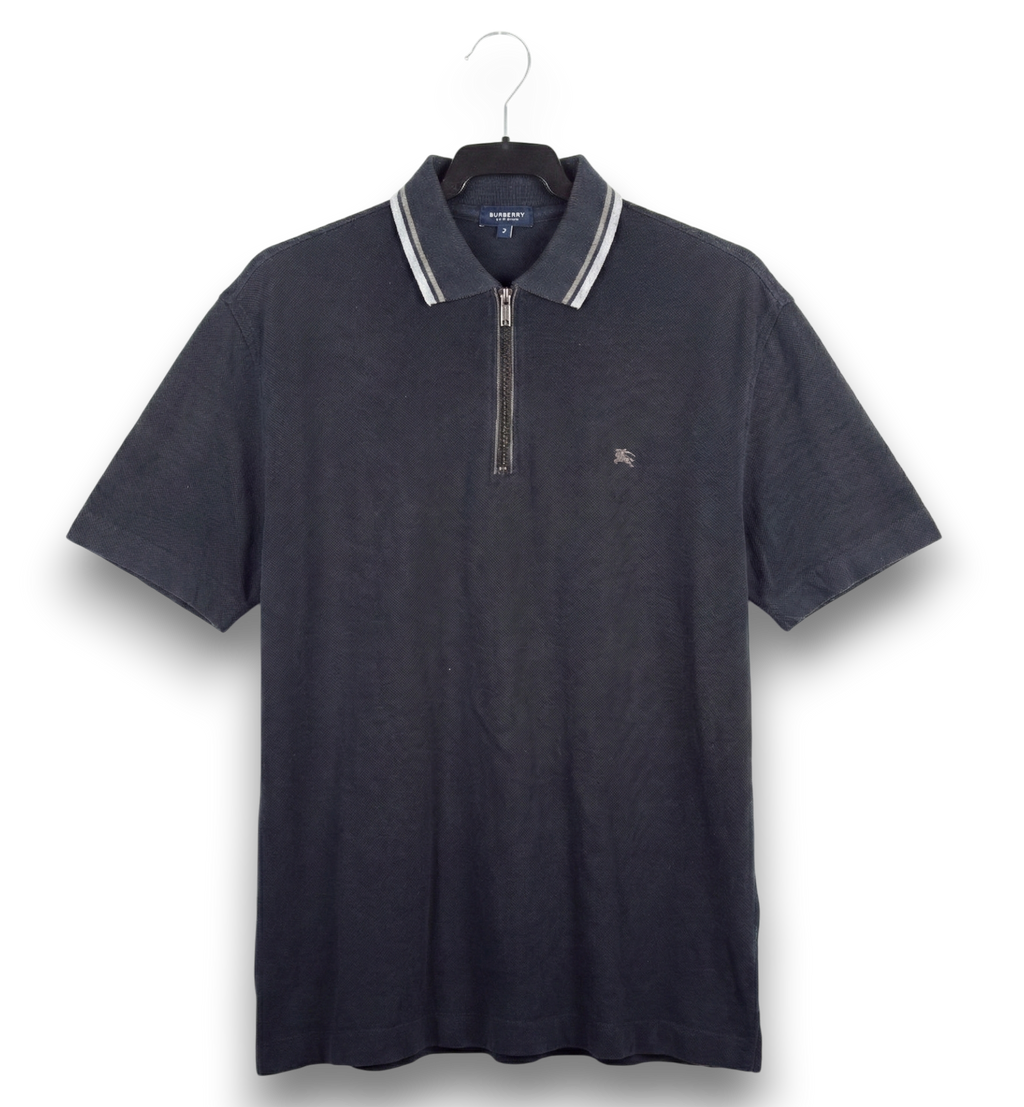 Polo Burberry 1/4 Zip Azul Marino