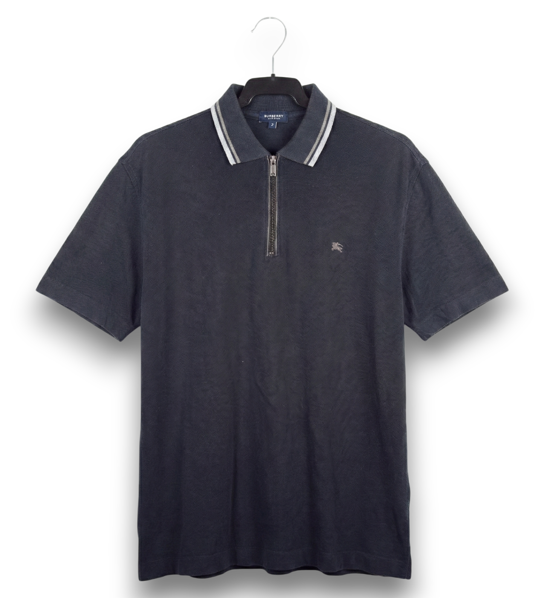 Polo Burberry 1/4 Zip Azul Marino