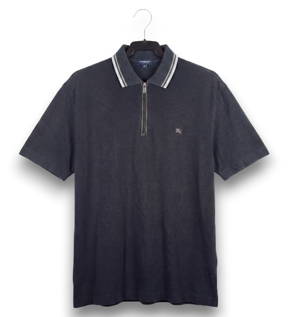 Polo Burberry 1/4 Zip Azul Marino