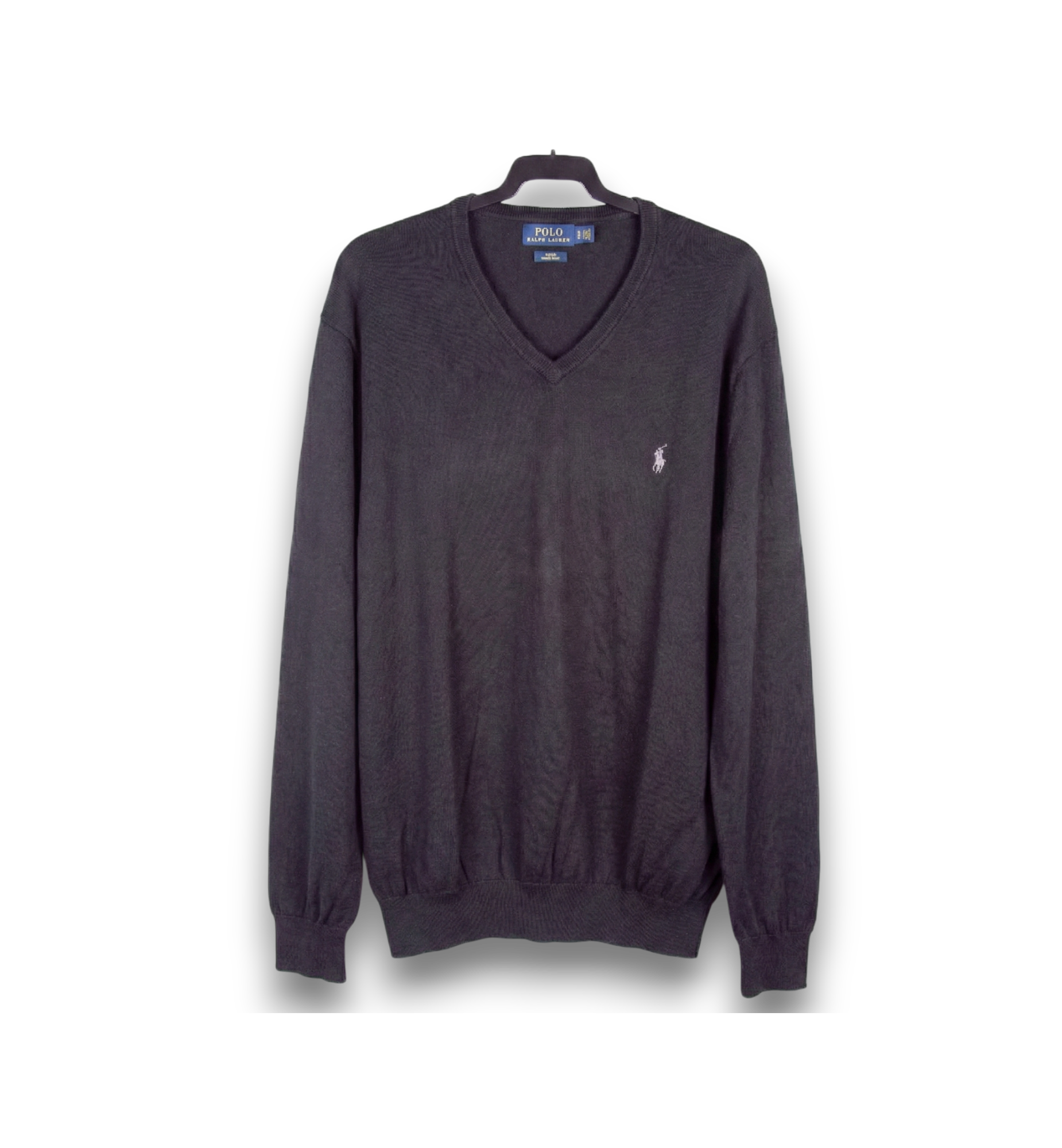 Jersey Polo Ralph Laure Negro en Algodón Pima con cuello en pico