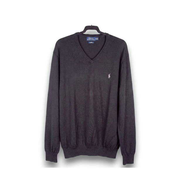 Jersey Polo Ralph Laure Negro en Algodón Pima con cuello en pico